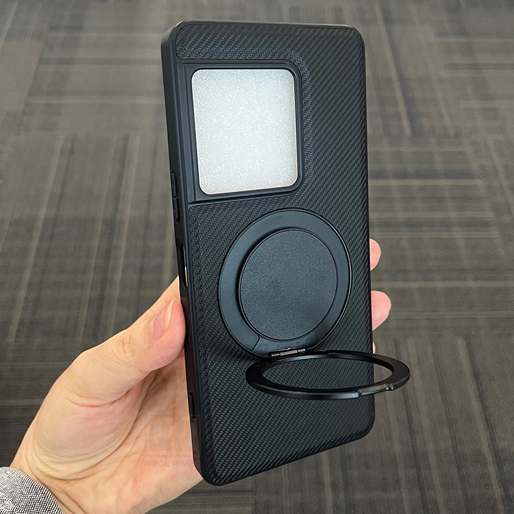 Xperia 1 VIII対応 ケース カバー カーボン調 PUレザー リング付き