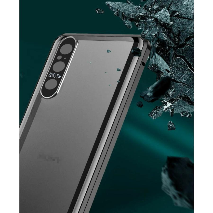 Sony Xperia 1 V ケース Xperia 10 V 全面保護 カバー アルミバンパー クリア 透明 前後 強化ガラス かっこいい ソニー エクスぺリア1/10 V XQ-DQ44 /｜keitaicase｜03