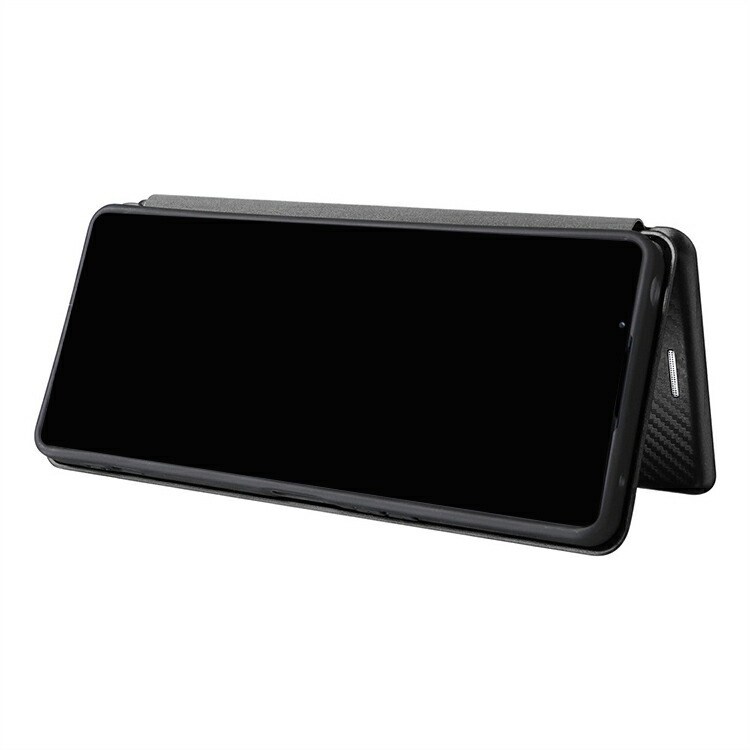 Sony Xperia 1 V ケース カバー 手帳型 スタンド機能 カード収納 PUレザー カーボン調 ソニー エクスぺリア1 V 手帳型レザーケース アンドロイド おすすめ｜keitaicase｜04