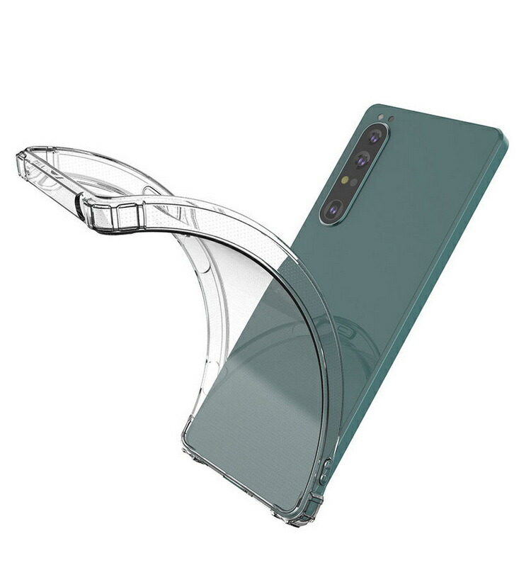 Sony Xperia 1 V クリアケース/カバー スリム シンプル ストラップホール付き 耐衝撃 TPU ソフトケース ソニー エクスぺリア1 V 透明カバー/ケース｜keitaicase｜06