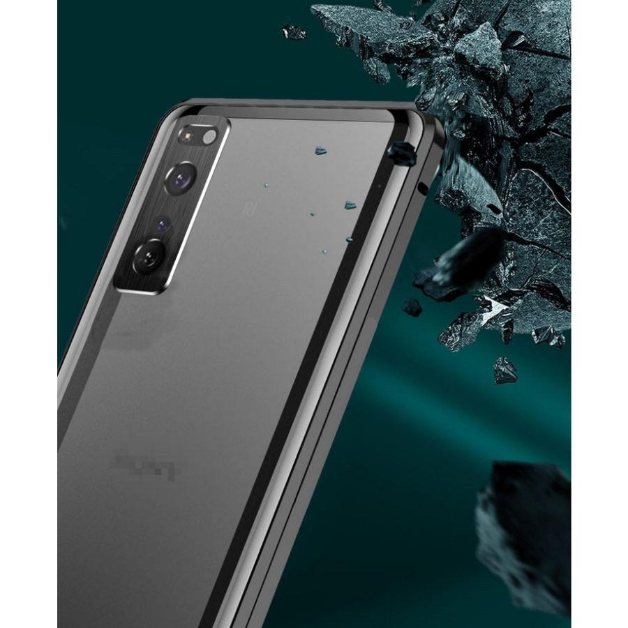 Sony Xperia 5 III SOG05 SO-53B ケース/カバー アルミバンパー クリア 背面半透明 前面強化ガラス +背面アクリルかっこいい ソニー エクスぺリア5スリー｜keitaicase｜03