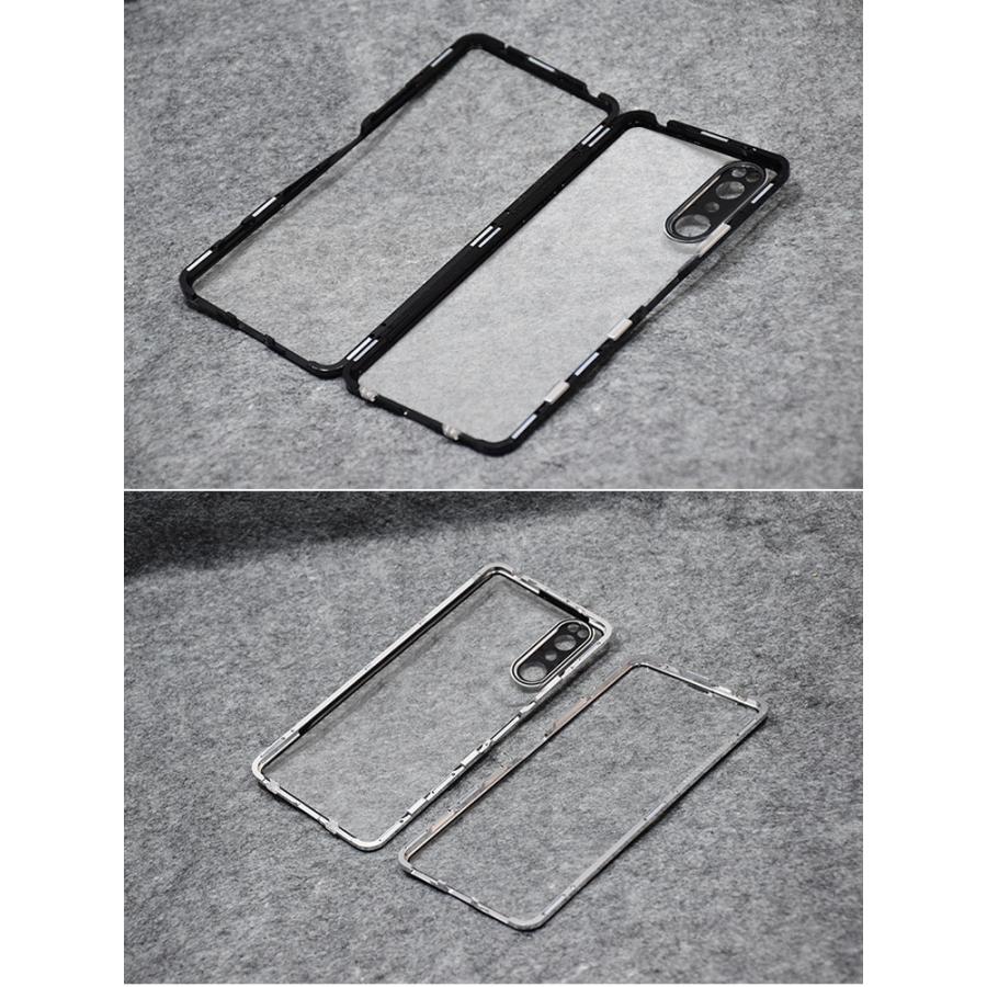 Sony Xperia 5 III SOG05 SO-53B ケース/カバー アルミバンパー クリア 背面半透明 前面強化ガラス +背面アクリルかっこいい ソニー エクスぺリア5スリー｜keitaicase｜05