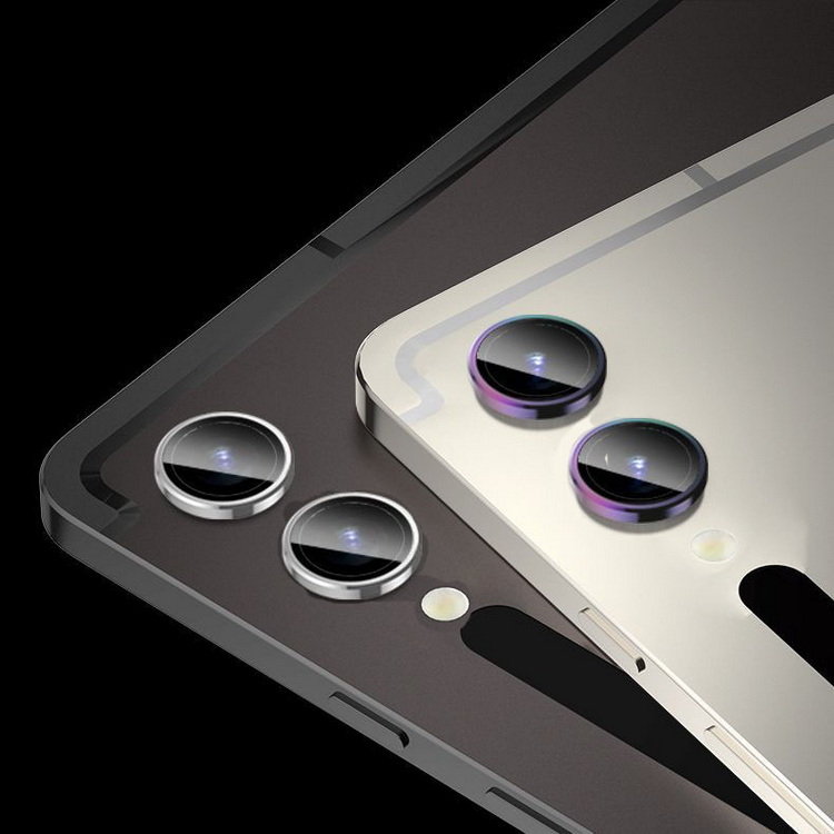 Galaxy Tab S9 FE+ カメラカバー ガラスフィルム 1セット合計2枚入 メタルリング サムスン ギャラクシー タブS9 FE+ カメラ保護 レンズカバー 強化ガラス｜keitaicase｜02