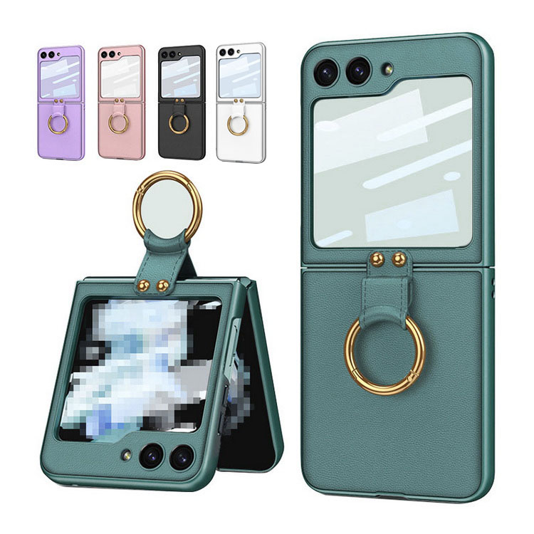 Galaxy Z Flip6 �P�[�X �J�o�[ �܂肽���݌^ �n�[�h�J�o�[ PU���U�[ �X�g���b�v�� �����O�t�� �V���v�� Samsung �T���X�� �M�����N�V�[ Z �t���b�v6