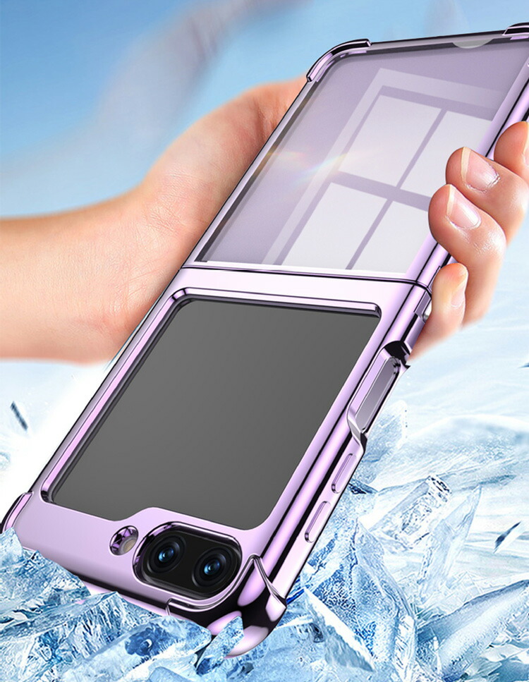 Galaxy Z Flip6 ケース クリア カバー 折りたたみ型 メッキ 透明