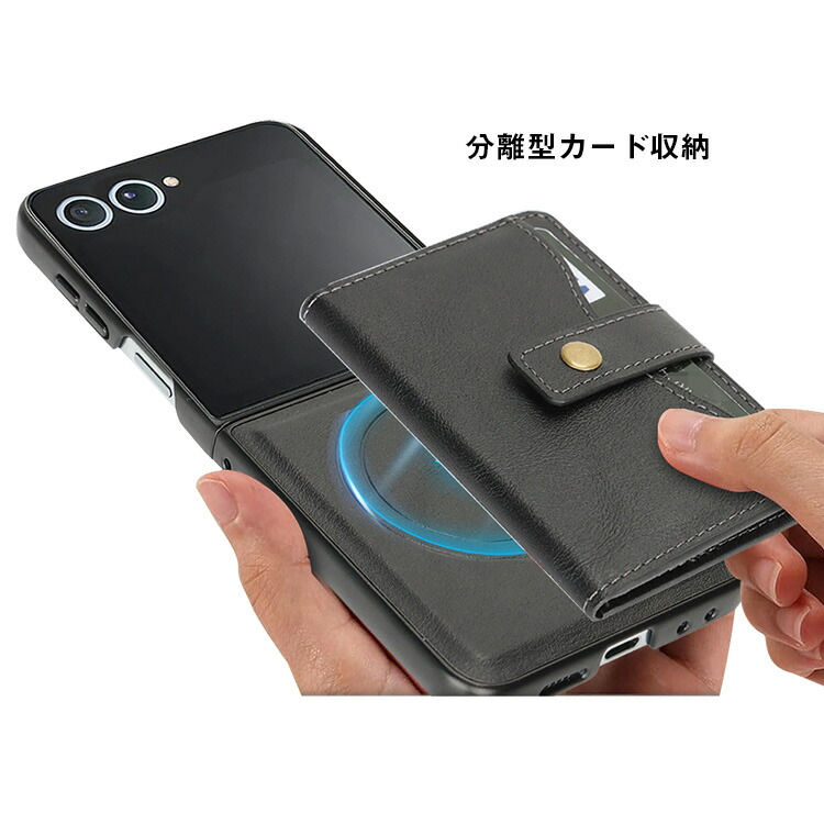 Galaxy Z Flip7 ケース /カバー 折りたたみ型 PUレザー 分離型カード