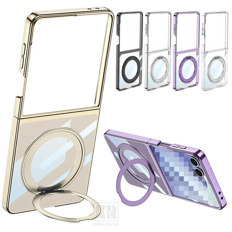 Galaxy Z Flip8 �P�[�X �ϏՌ� ���� �N���A ���b�L �J�o�[ �܂肽���݌^  ��̌^�����O�t�� �X�^���h�@�\ �v���X�`�b�N �n�[�h�P�[�X Samsung �T���X��