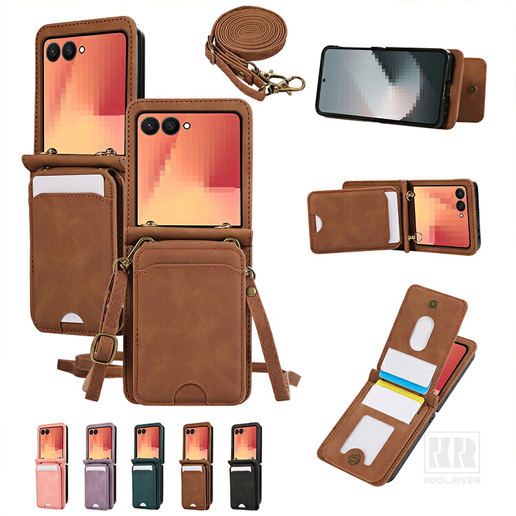 Galaxy Z Flip8/7/6/5 �P�[�X �X�}�z�V�����_�[ �J�o�[ �܂肽���݌^ PU���U�[ �V�����_�[�X�g���b�v ���|���x���g�t�� �������߉\ �J�[�h���[