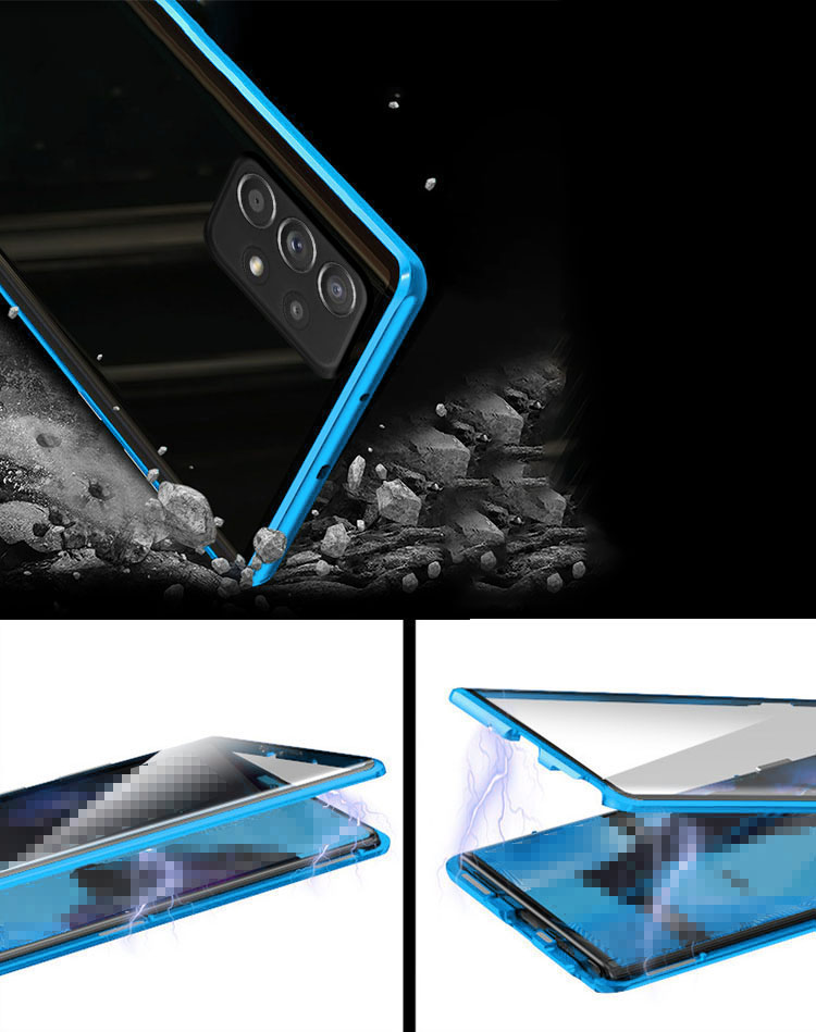 Samsung Galaxy A52 5G ケース/カバー アルミ バンパー クリア 透明 簡単マグネット装着・前後強化ガラス付き かっこいい サムスン ギャラクシー A52 5G｜keitaiichiba｜04