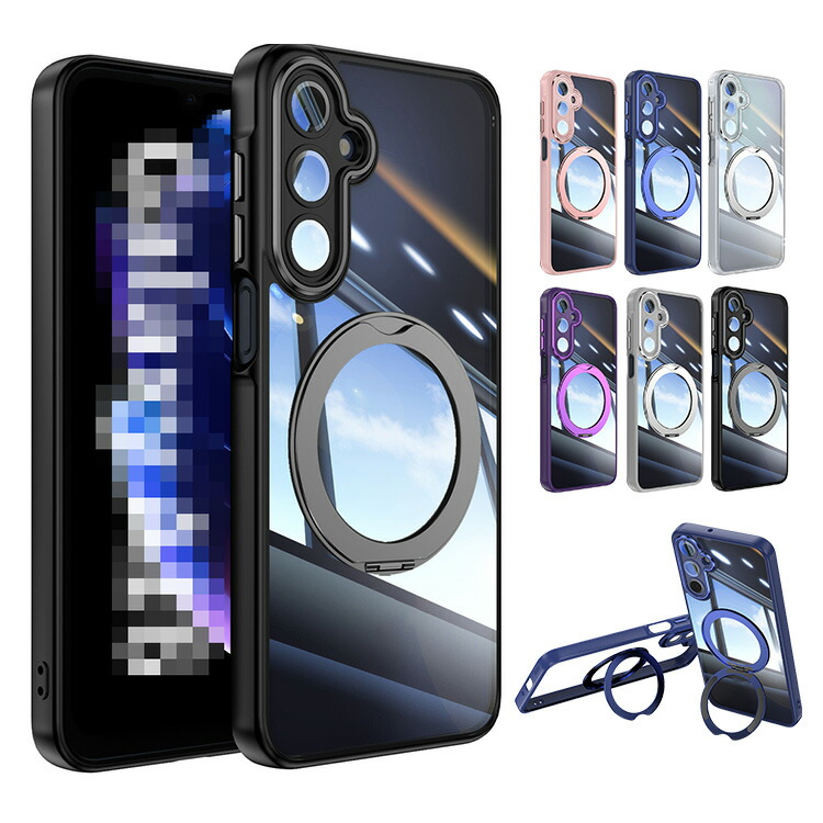 Galaxy A56 5G �P�[�X �N���A �J�o�[ �N���A �w�ʓ��� ���b�L �n�[�h�P�[�X ��̌^�����O�t�� �X�^���h�@�\ �X�g���b�v�� �p �ی�