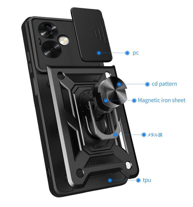 OPPO A79 5G ケース / カバー 2重構造 一体型リング付き