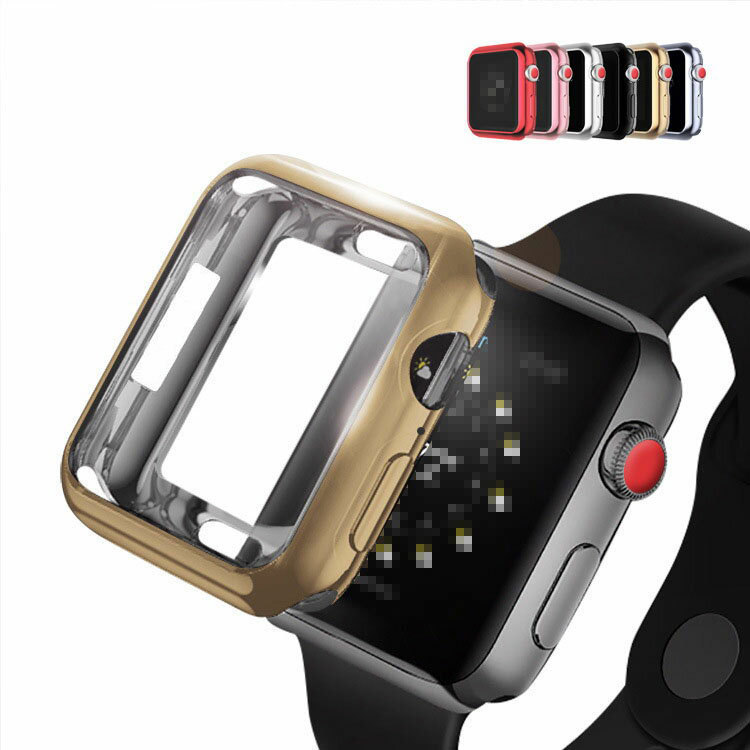 Apple Watch Series 9/8/7 ケース/カバー メッキ 41mm/45mm TPU メタル調 鏡面加工 アップルウォッチ シリーズ9/8/7 ソフトカバー｜keitaiichiba