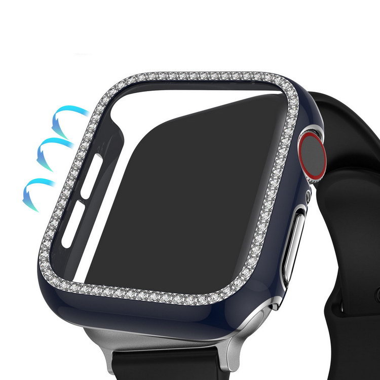 Apple Watch Series 9/8/7 ケース カバー 強化ガラス（ガラスフィルム）付き 液晶保護 強化ガラス かわいい ラインストーン きらきら アップルウォッチ｜keitaiichiba｜03