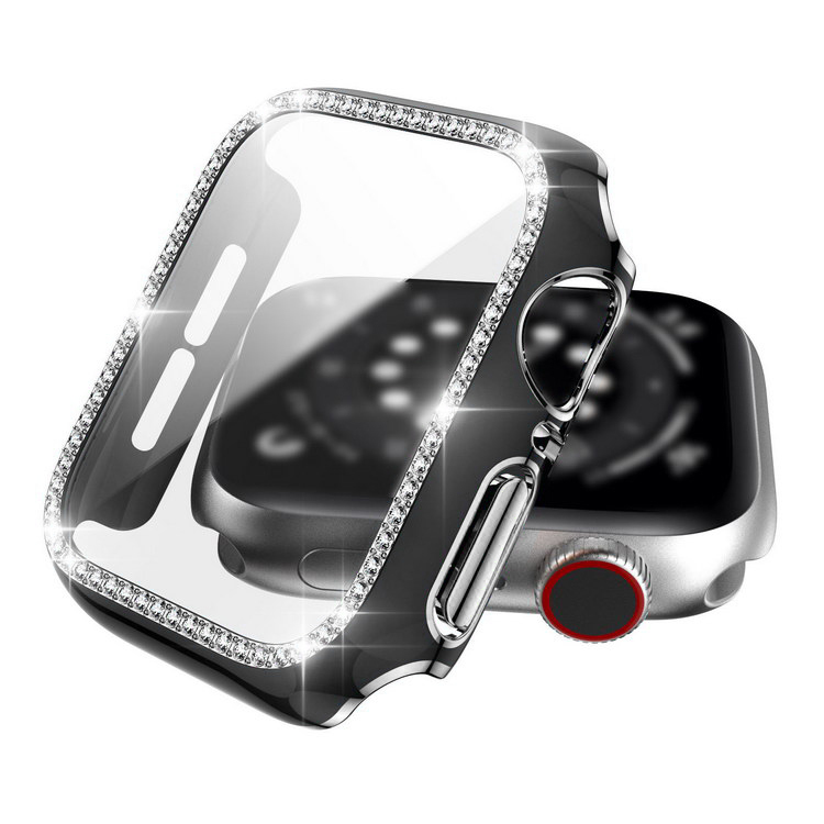 Apple Watch Series 9/8/7 ケース カバー 強化ガラス（ガラスフィルム）付き 液晶保護 強化ガラス かわいい ラインストーン きらきら アップルウォッチ｜keitaiichiba｜04