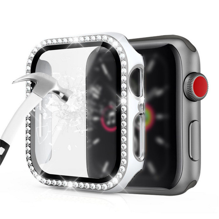 Apple Watch Series 9/8/7 ケース カバー 強化ガラス（ガラスフィルム）付き 液晶保護 強化ガラス かわいい ラインストーン きらきら アップルウォッチ｜keitaiichiba｜05