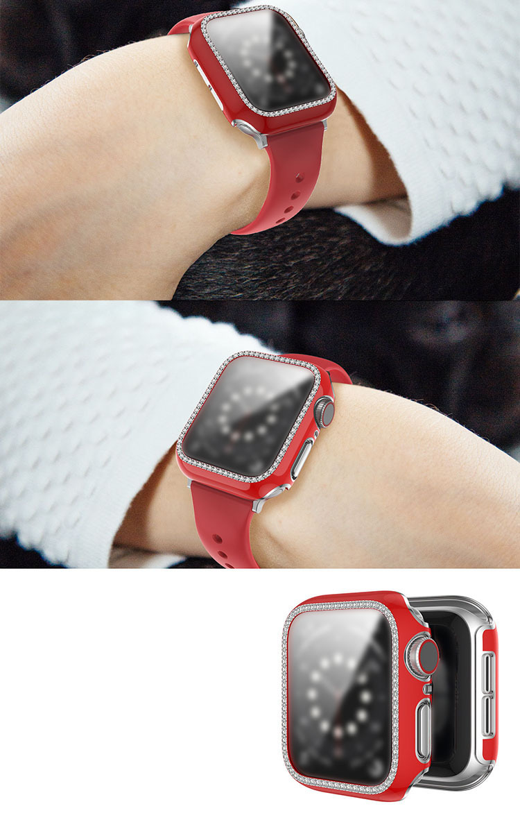 Apple Watch Series 9/8/7 ケース カバー 強化ガラス（ガラスフィルム）付き 液晶保護 強化ガラス かわいい ラインストーン きらきら アップルウォッチ｜keitaiichiba｜07