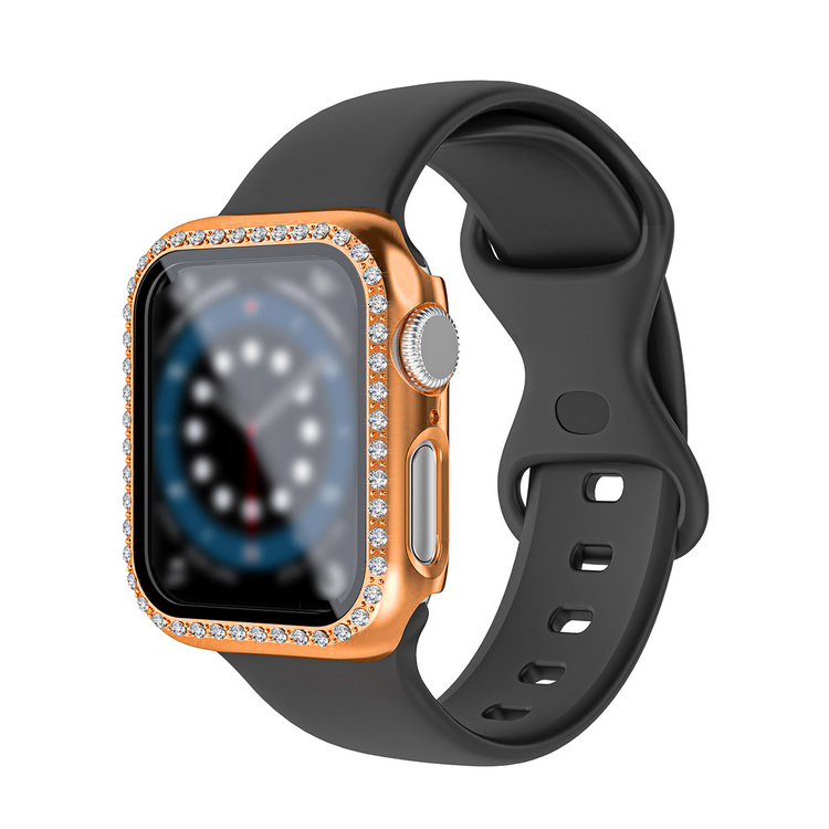 Apple Watch Series 9/8/7 ケース カバー 強化ガラス（ガラスフィルム）付き 強化ガラス 液晶保護フィルム かわいい ラインストーン きらきら メッキ｜keitaiichiba｜05