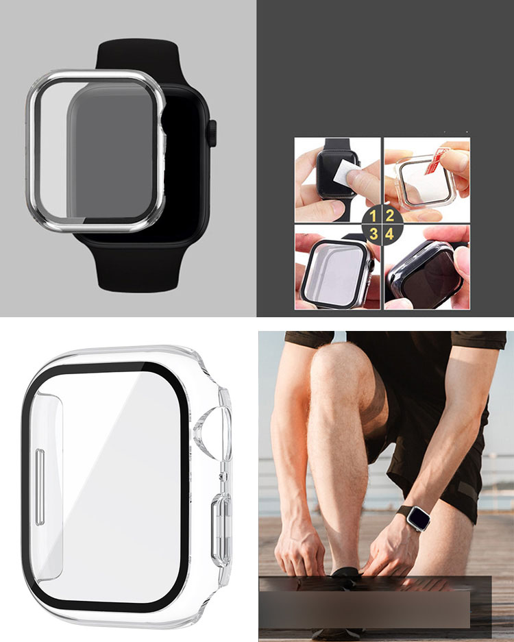 Apple Watch Series 9/8/7 ケース 透明ガラスフィルム ケース カバー 全面保護 液晶カバー アップルウォッチ シリーズ9/8/7 41mm/45mm ハードケース｜keitaiichiba｜05