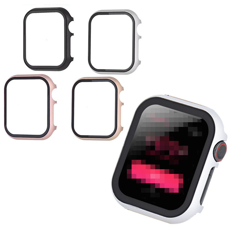 Apple Watch Series 9/8/7 ケース/カバー 強化ガラス（ガラスフィルム）付き アルミカバー メタルケース 41mm/45mm 全面保護 液晶カバー アップルウォッチ｜keitaiichiba