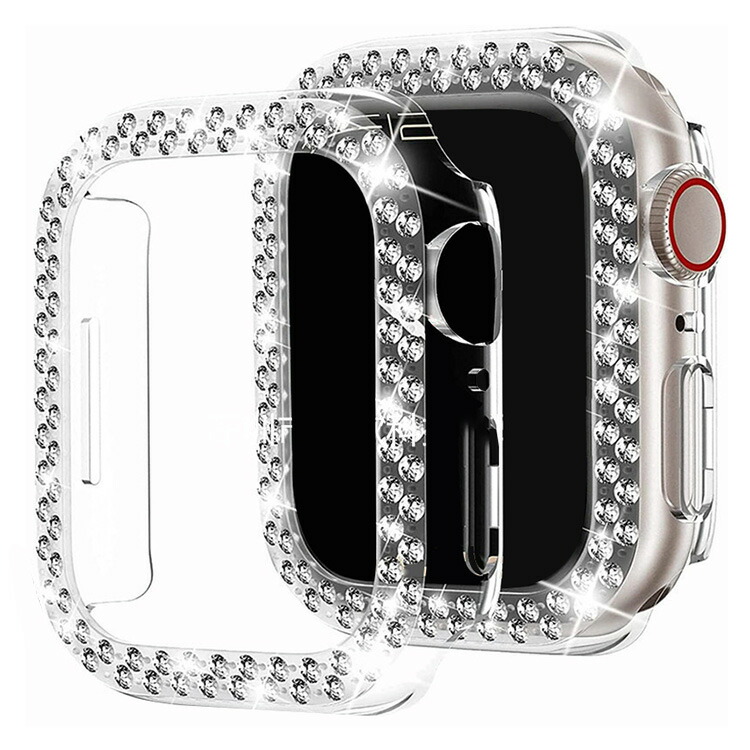 Apple Watch Series 9/8/7/Ultra 2/1 ケース カバー メッキ ラインストーン きらきら かわいい インスタ映え ハードケース アップルウォッチ｜keitaiichiba｜02