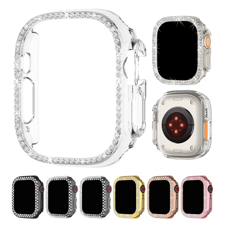 Apple Watch Series 9/8/7/Ultra 2/1 ケース カバー メッキ ラインストーン きらきら かわいい インスタ映え ハードケース アップルウォッチ｜keitaiichiba