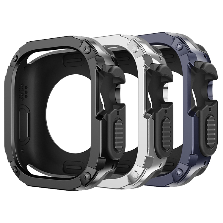 Apple Watch Ultra 2 ケース バンパー メタル調 金属風 プラスチック メッキ ハードケース 49mm かっこいい アップルウォッチ ウルトラ2 カバー｜keitaiichiba｜02