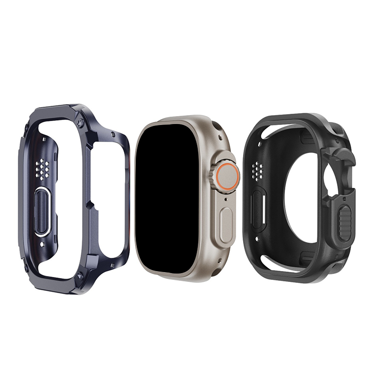 Apple Watch Ultra 2 ケース バンパー メタル調 金属風 プラスチック メッキ ハードケース 49mm かっこいい アップルウォッチ ウルトラ2 カバー｜keitaiichiba｜05