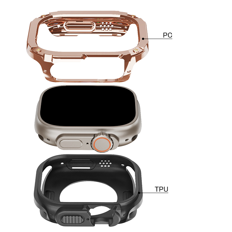 Apple Watch Ultra 2 ケース バンパー メタル調 金属風 プラスチック メッキ ハードケース 49mm かっこいい アップルウォッチ ウルトラ2 カバー｜keitaiichiba｜06