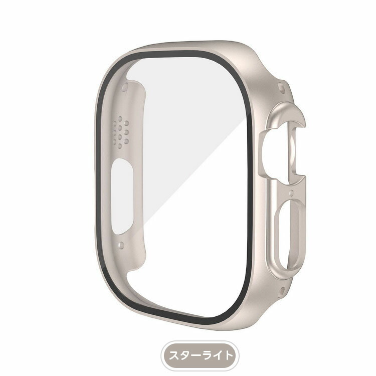 Apple Watch Ultra 2/1 ケース カバー 49mm 強化ガラス（ガラスフィルム）付き 全面保護 液晶保護ケース アップルウォッチ ウルトラ2/1 フィルム一体｜keitaiichiba｜02