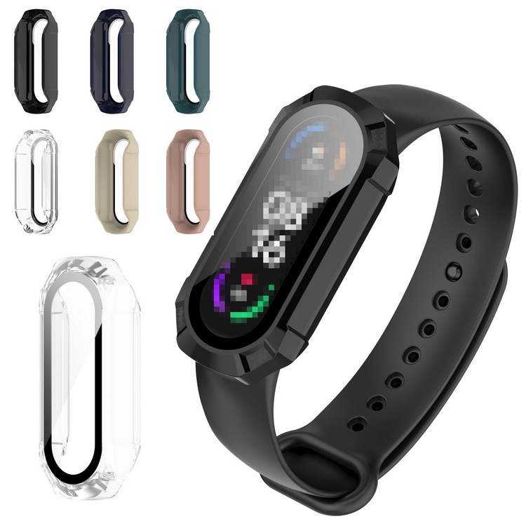 Xiaomi Smart Band 7 �P�[�X �J�o�[ �t���ʋ����K���X �V���I�~ Smart �o���h7 �S�ʕی� �t���ی�P�[�X �P�F/�N���A �t�B�������
