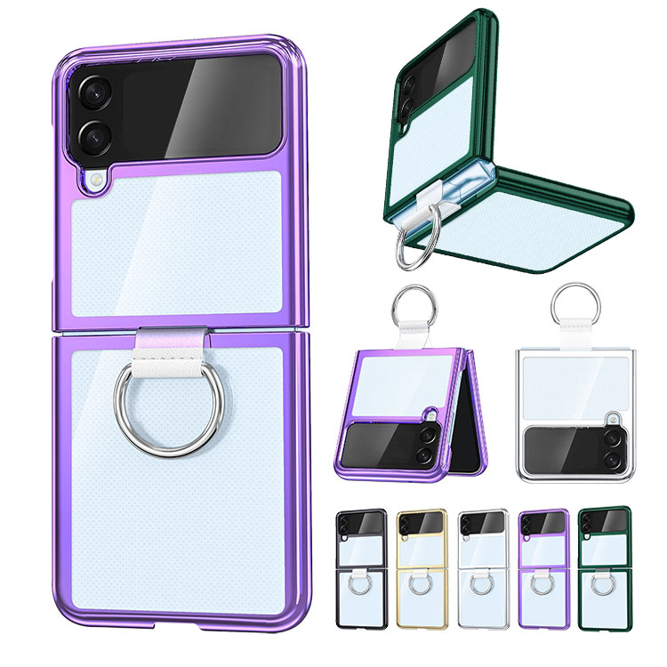 Galaxy Z Flip4 �N���A�P�[�X �P�[�X ���b�L ���� �܂肽���݌^ �����P�[�X �V���v�� �����O�t�� �w�ʃP�[�X �M�����N�V�[Z �t���b�v4 SCG17