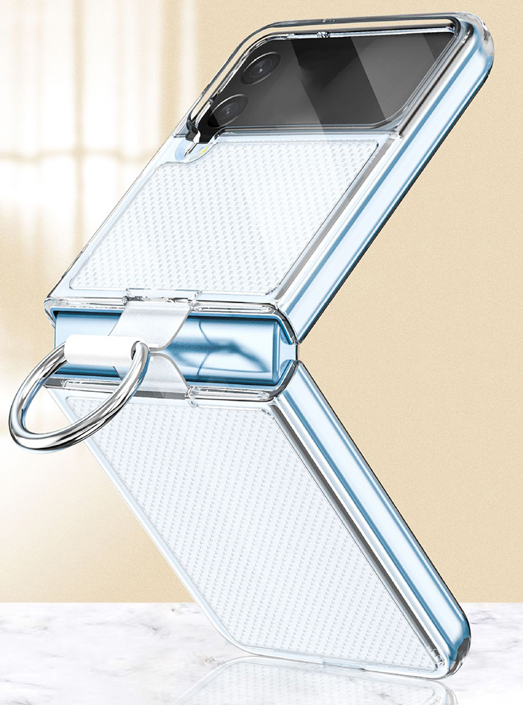 Galaxy Z Flip4 ケース 耐衝撃 カバー 折りたたみ型 クリア 透明 リング付き ギャラクシーZ フリップ4 SCG17 SC-54C クリアケース/カバー｜keitaiichiba｜06
