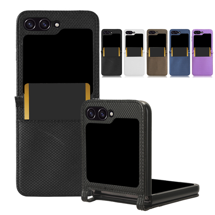 Galaxy Z Flip5 ケース / カバー 折りたたみ型 カード収納付き レザー