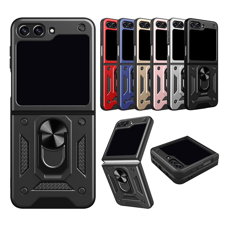 Galaxy Z Flip5 �ϏՌ� �P�[�X �J�o�[ �X�g���b�v�z�[���t�� �܂肽���݌^ ��̌^�����O�t�� �}�O�l�b�g���ԍڃz���_�[�Ή� 2�d�\�� �M�����N�V�[Z