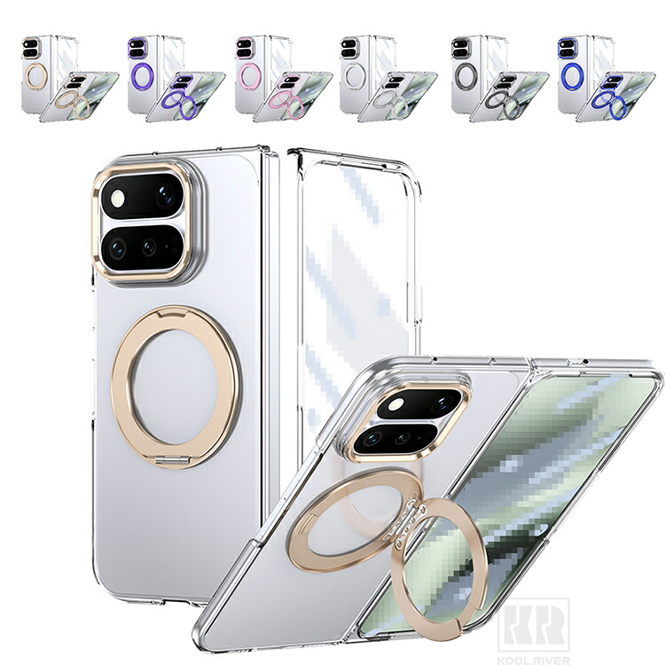 Pixel 11 Pro Fold �P�[�X �N���A �J�o�[ �O�ʋ����K���X ���b�L ���� ��̌^�����O�t�� �X�^���h�@�\ �����K���X+�v���X�`�b�N  �n�[�h�P�[�X �V���v��