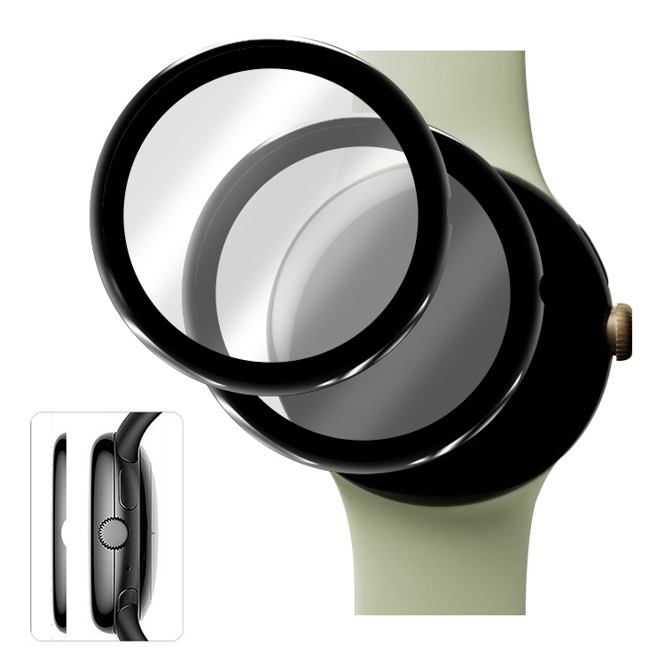 Google Pixel Watch 液晶保護フィルム 2枚入り 曲面対応 全面保護 PMMA素材 傷防止 プロテクター フィルム 保護シート ピクセル ウォッチ pixelwatch｜keitaiichiba