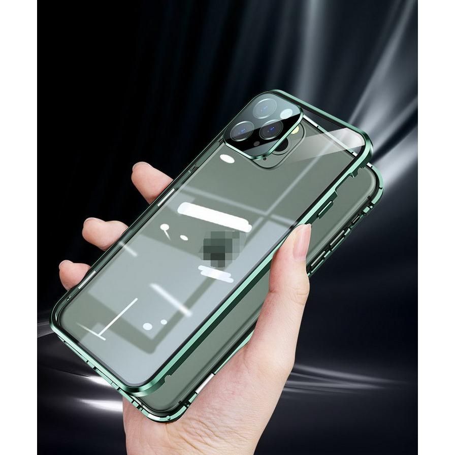 iPhone12 / 12 mini / 12 Pro / 12 Pro Max ケース/カバー アルミ バンパー クリア 透明 両面 前後 ガラス マグネット かっこいい アルミサイドバンパー｜keitaiichiba｜03