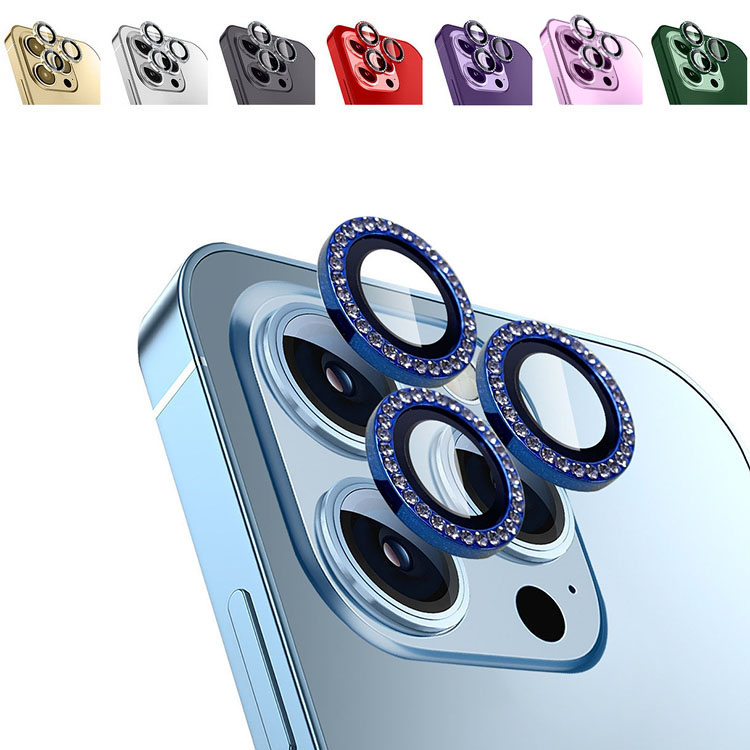 iPhone15 カメラレンズカバー 15 Plus/15 Pro/15 Pro Max レンズ保護 強化ガラス アルミカバー かわいい キラキラ おしゃれ デコ ラインストーン｜keitaiichiba