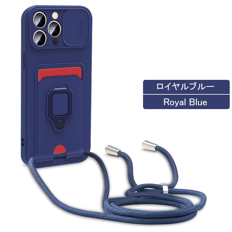 iPhone15 ケース 耐衝撃 カバー 一体型リング付 ストラップ付き スマホショルダー カード収納付き スタンド機能 スライド式カメラカバー iPhone 15 Plus/15｜keitaiichiba｜02