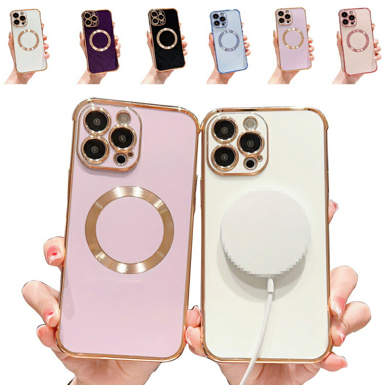 iPhone15 ケース カメラ保護あり Qi充電 ワイヤレス充電 対応 メッキ TPU ソフトケース おしゃれ かわいい レディース コーナーバンパー｜keitaiichiba