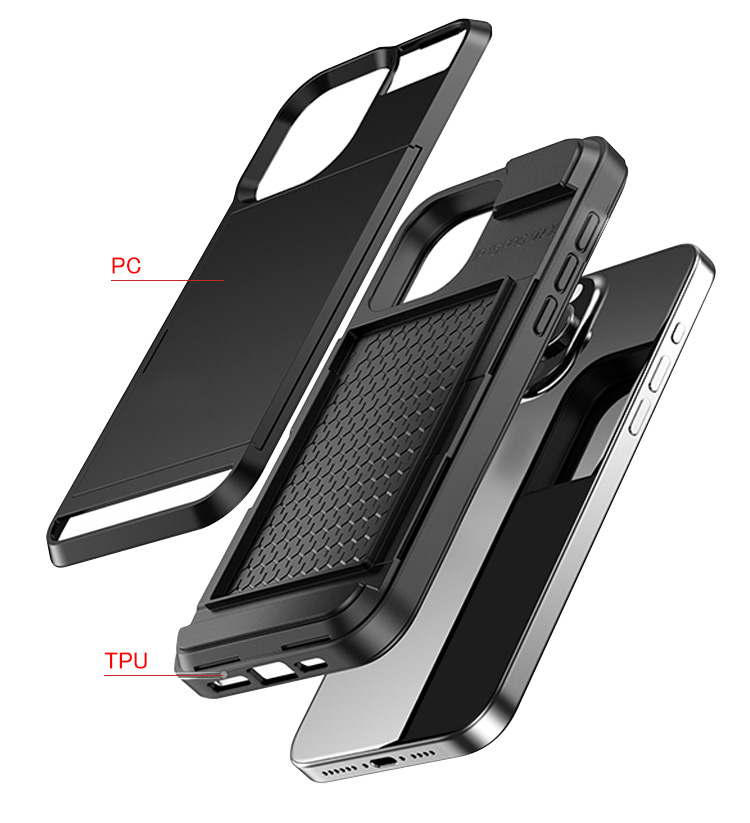 iPhone15 耐衝撃 ケース カバー TPU+プラスチック カード収納