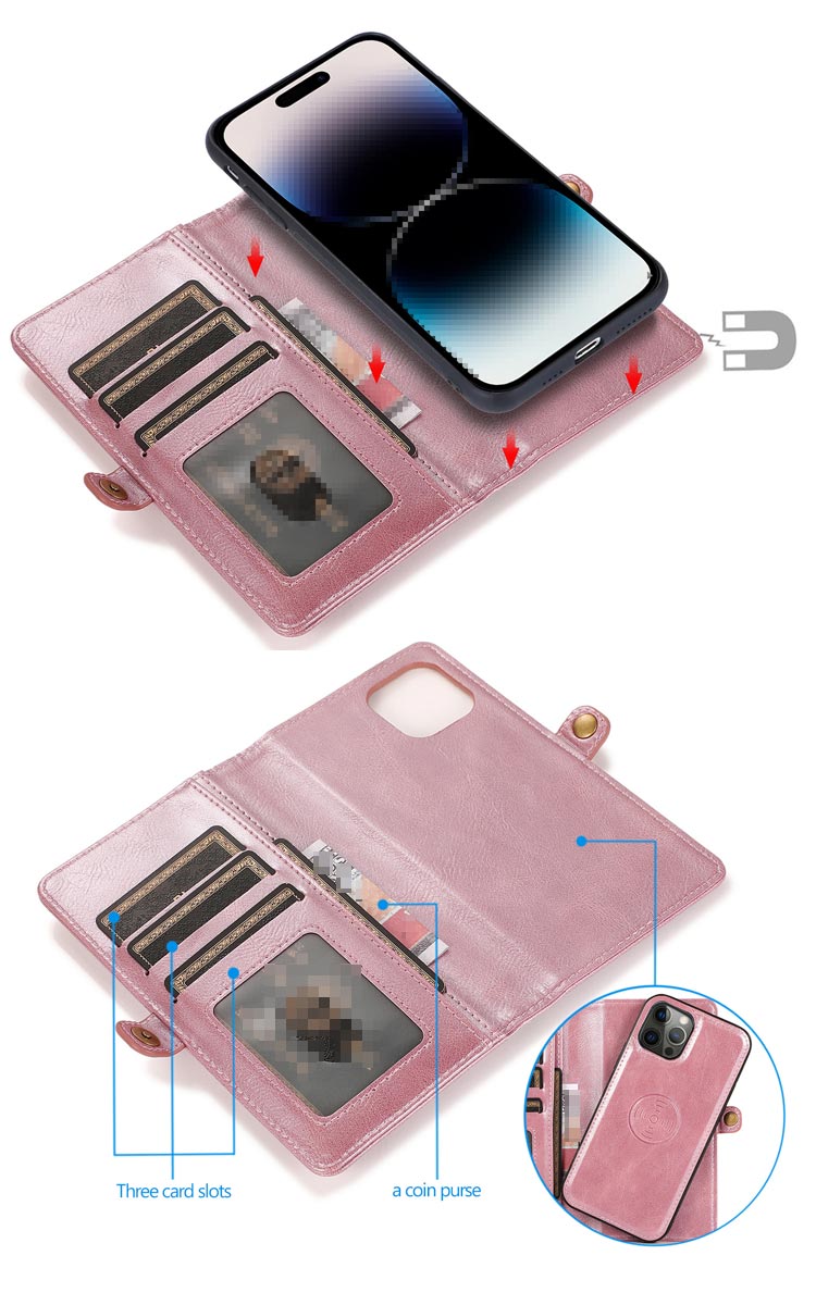 iPhone15 ケースカバー 手帳型 分離型 カバー PUレザー カード収納 ストラップ付き マグネット付き ケース iPhone 15 Plus/15 Pro/15 Pro Max｜keitaiichiba｜02