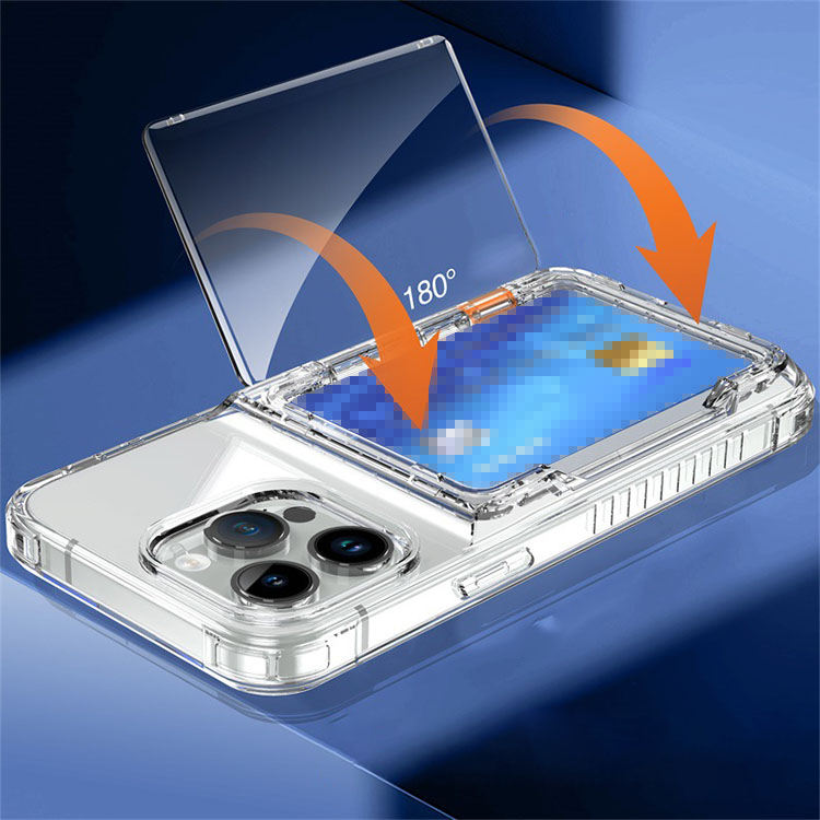 iPhone15 ケース 耐衝撃 カバー カード収納付き TPU+プラスチックスタンド機能 透明 シンプル 一体型 iPhone 15 Plus/15 Pro/15 Pro Max｜keitaiichiba｜04