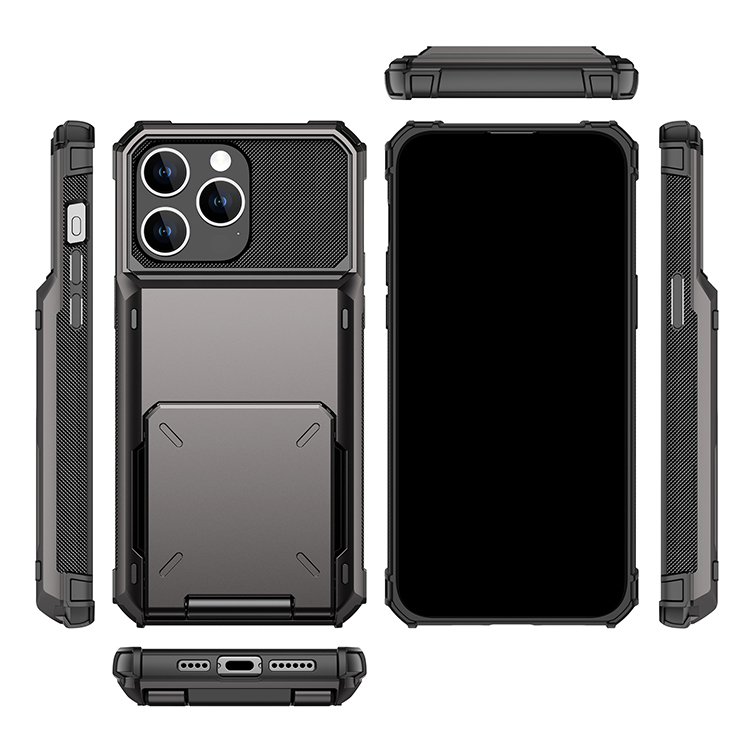 iPhone15 耐衝撃 ケース カバー TPU+プラスチック カード収納付き