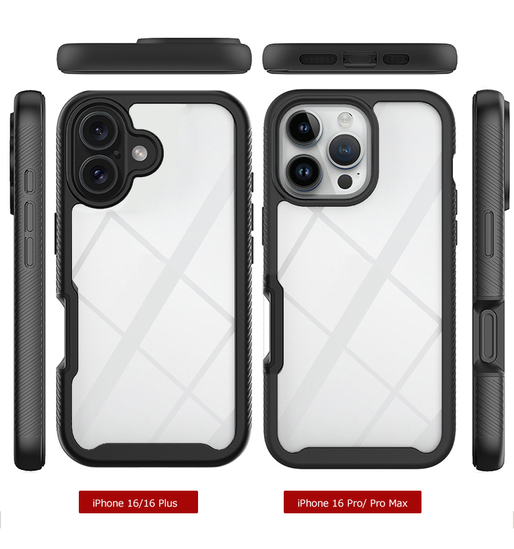 iPhone16 耐衝撃 ケース/ カバー クリア 背面透明 両面 前後保護 フル