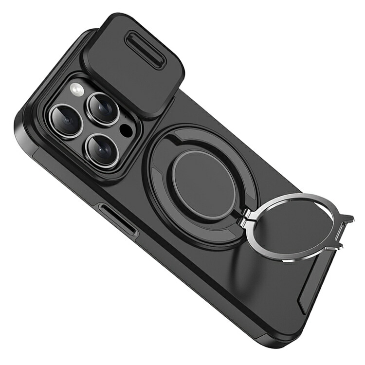 iPhone16 ケース 耐衝撃 カバー スライド式カメラレンズカバー付き
