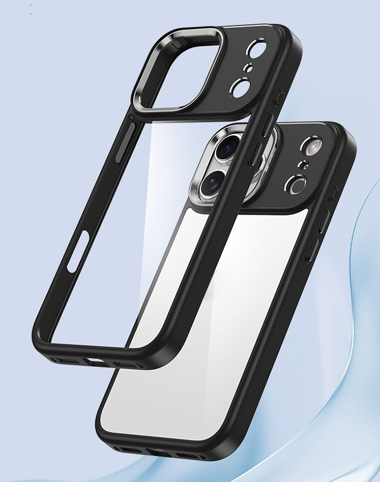 iPhone17 ケース カバー 背面透明 TPU + プラスチック 角 保護 耐衝撃