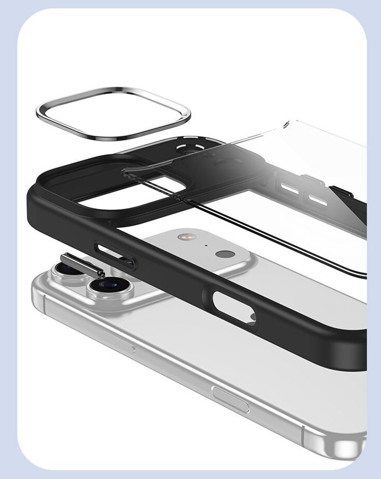 iPhone17 ケース カバー 背面透明 TPU + プラスチック 角 保護 耐衝撃