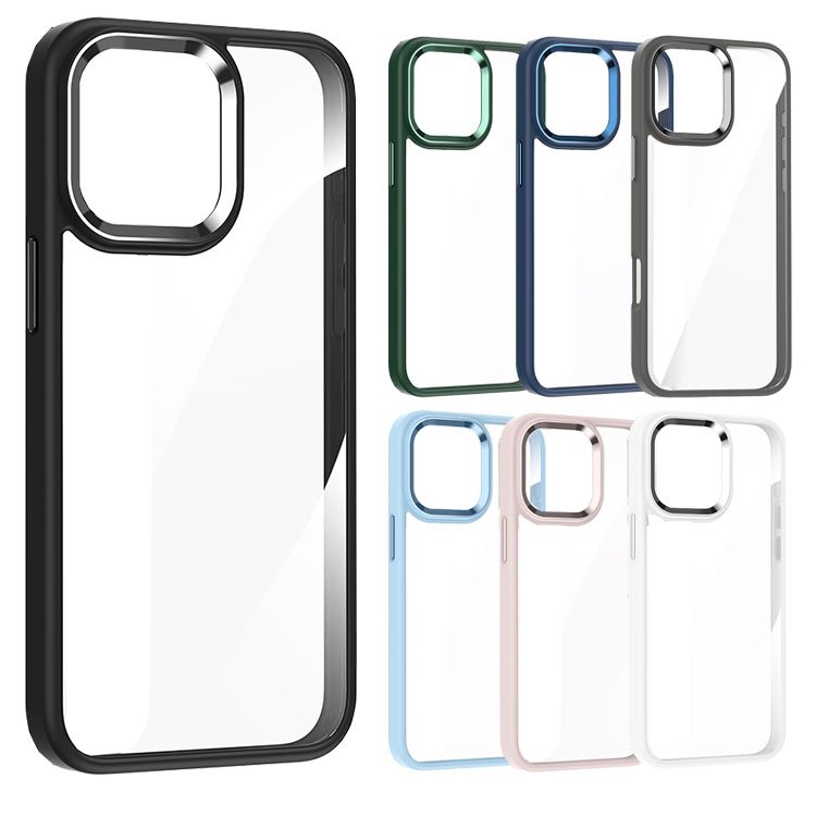 iPhone17 ケース カバー 背面透明 TPU + プラスチック 角 保護 耐衝撃