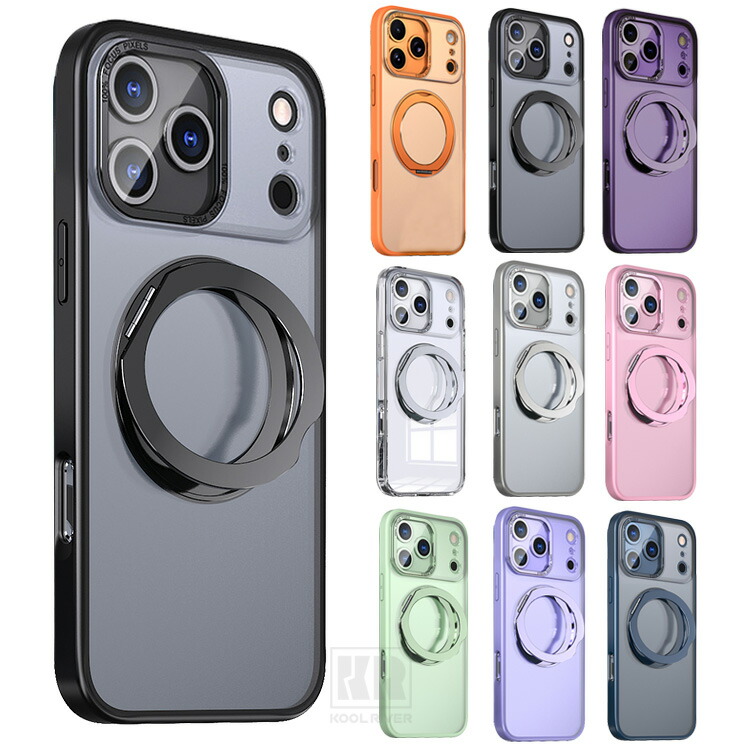 iPhone18 �P�[�X �ϏՌ� �J�o�[ 18Pro/18ProMax/Air2 Qi�[�d ���C�����X�[�d �Ή� �}�O�l�b�g���ԍڃz���_�Ή� ��̌^�����O�t�� �X�^���h�@�\ 2�d�\�� �p